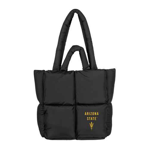Arizona State Black Puff Tote bag by Logo Brands with padded shoulder straps and spacious main compartment.