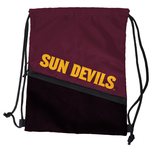 Arizona State Tilt Backsack bag by Logo Brands featuring a colorful ASU logo design on a durable fabric bag.