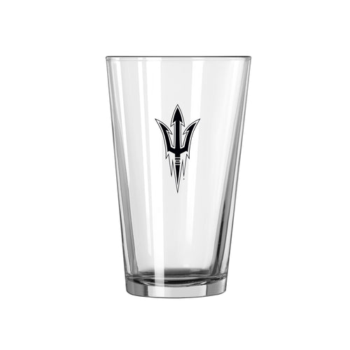 Arizona State 16oz Gameday pint glass with Arizona State logo and team colors, perfect for game day drinkware.