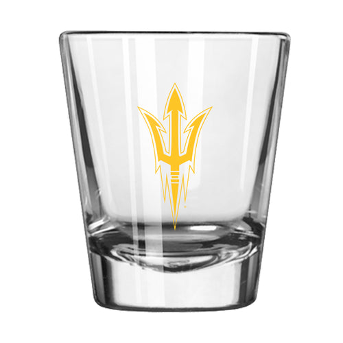 Arizona State 2oz Gameday shot glass, Logo Brands drinkware featuring team logo and colors, suitable for college sports fans.