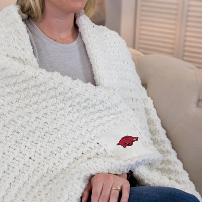 Arkansas Ivory Cable Knit Throw 50x60