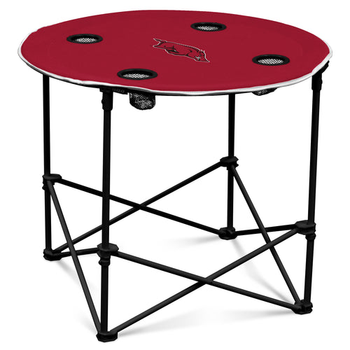 Arkansas Round Table by Logo Brands, wood furniture with a smooth round surface and sturdy legs, ideal for dining or casual use.