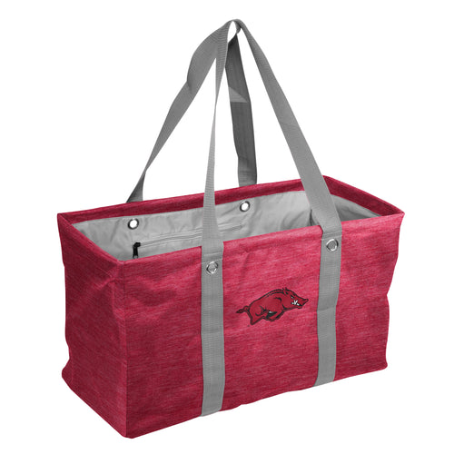 Arkansas Crosshatch Picnic Caddy bag by Logo Brands with multiple compartments and handles for outdoor picnic essentials.