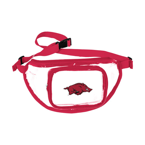 Arkansas Clear Fanny Pack by Logo Brands, transparent bag with adjustable strap for convenient carrying and organization.