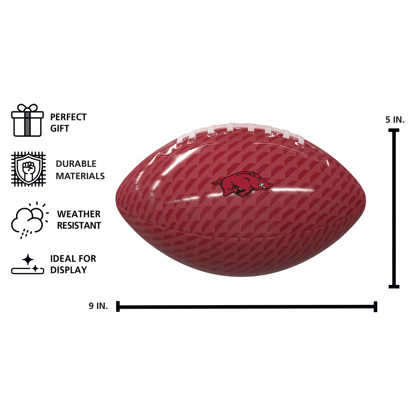 Arkansas Carbon Fiber Mini Size Glossy Football