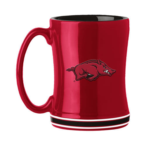 Arkansas 14oz Relief Mug from Logo Brands, ceramic drinkware featuring Arkansas state design and relief texture.
