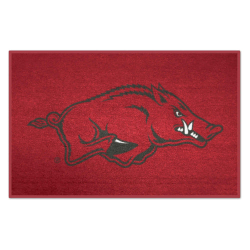 University of Arkansas starter mat with logo, featuring team colors and mascot design, ideal for sports and fan decor.