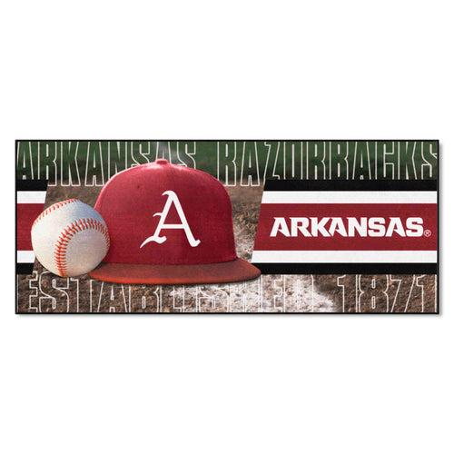 University of Arkansas Baseball Runner mat by Logo Brands featuring the Arkansas Razorbacks logo and team colors.