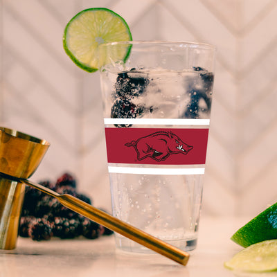 Arkansas 16oz Stripe Pint Glass