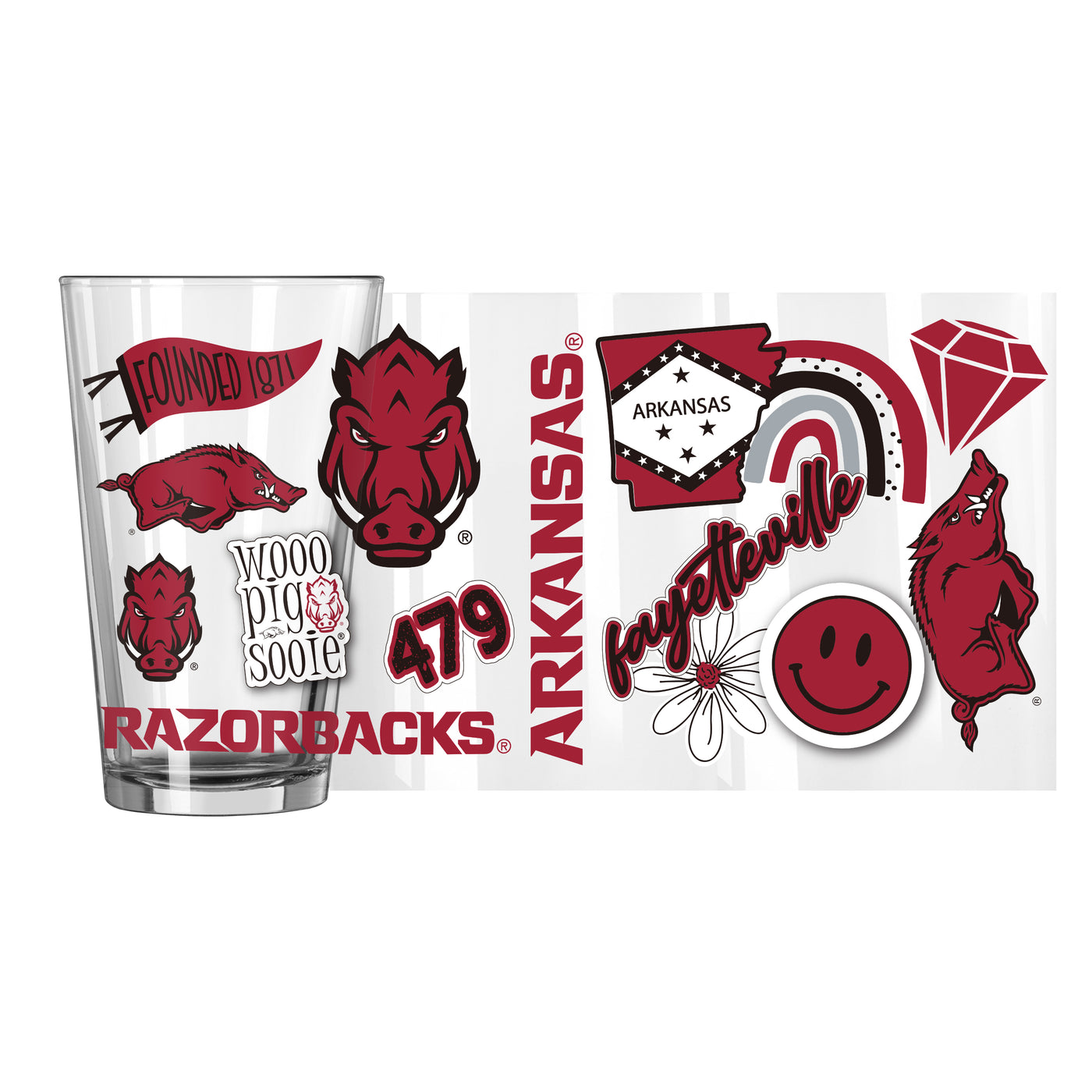 Arkansas 16oz Native Pint Glass