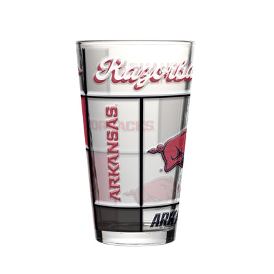 Arkansas 16oz Quilted Stained Pint Glass