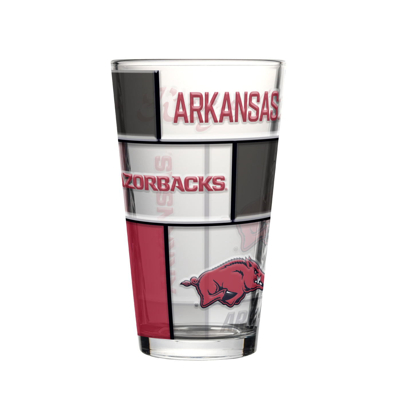 Arkansas 16oz Quilted Stained Pint Glass
