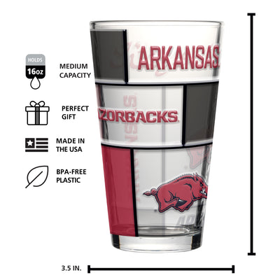 Arkansas 16oz Quilted Stained Pint Glass