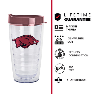 Arkansas 16oz Flipside Dbl Wall Clear Tumbler