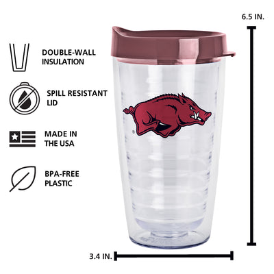 Arkansas 16oz Flipside Dbl Wall Clear Tumbler
