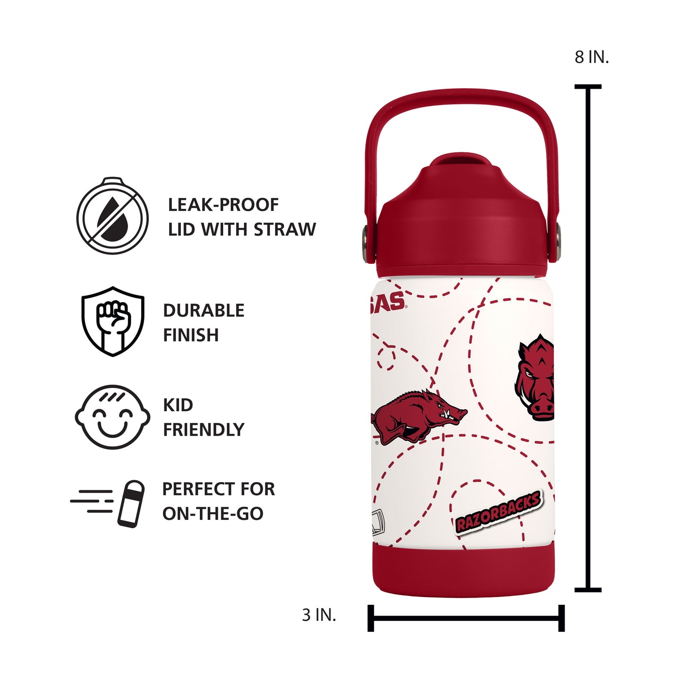 Arkansas 12oz Mascot SS Kids Bottle