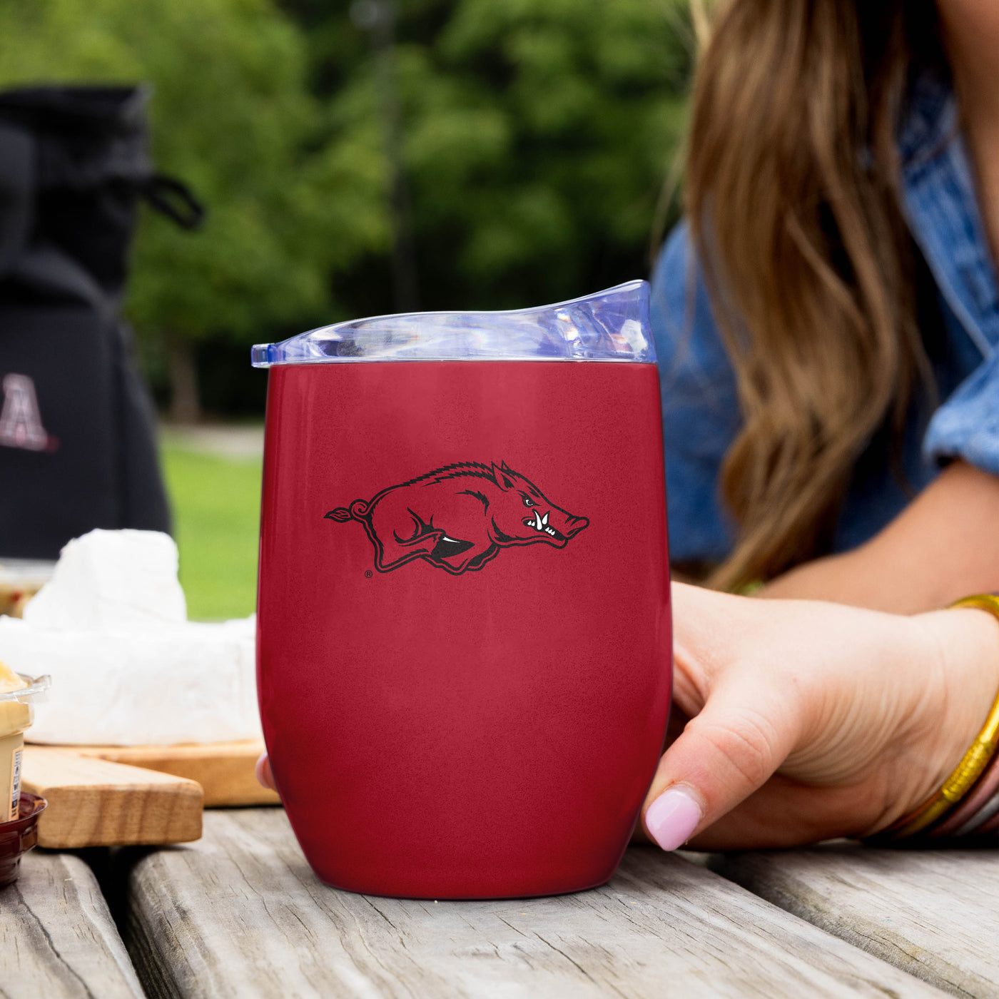 Arkansas 16oz Gameday Stainless Curved Beverage