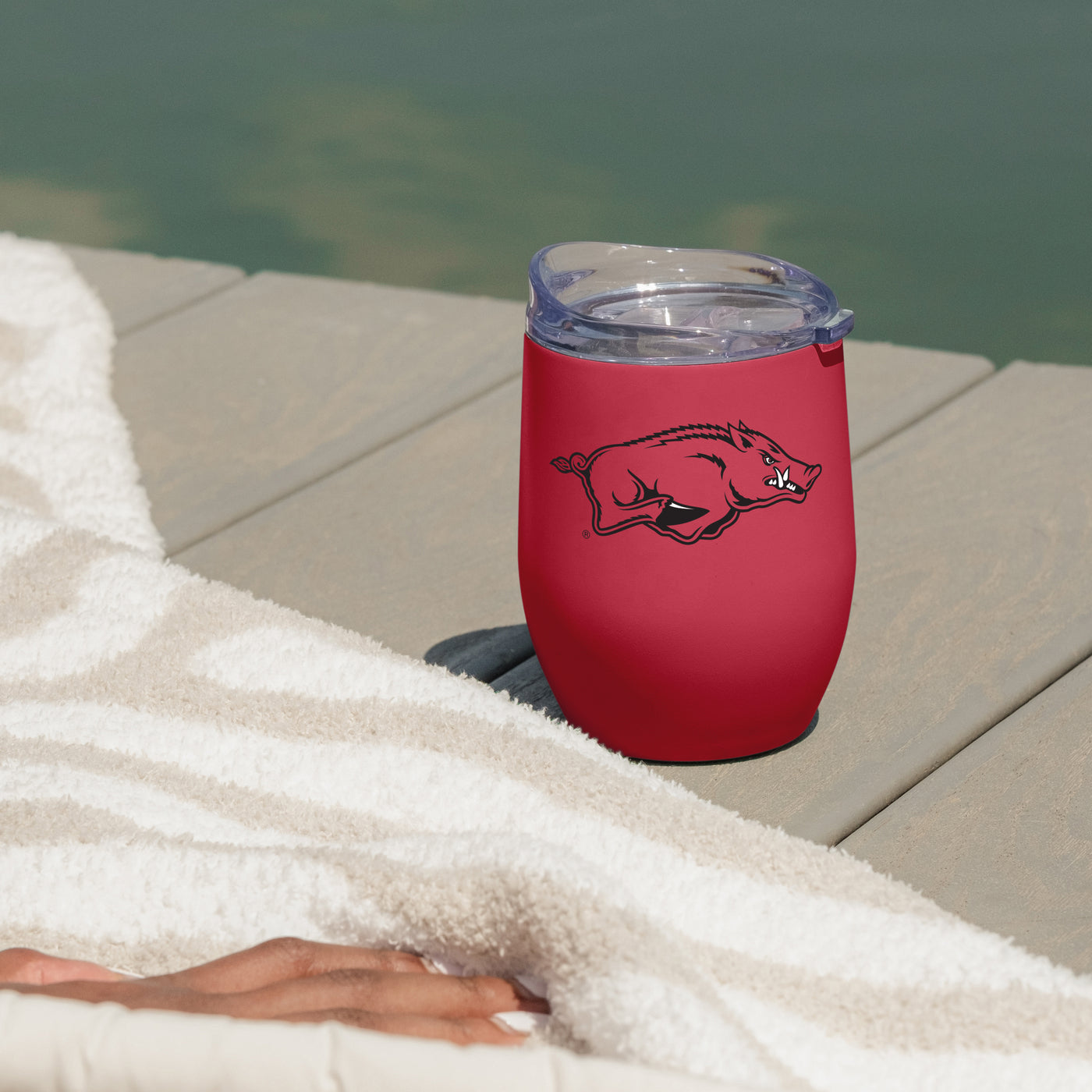 Arkansas 16oz Flipside Powder Coat Curved Beverage - Logo Brands