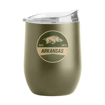 Arkansas 16oz Badge Powder Coat Curved Beverage