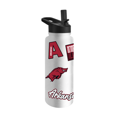 Arkansas 34oz White Dreamweave Quencher Bottle