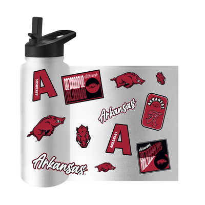 Arkansas 34oz White Dreamweave Quencher Bottle