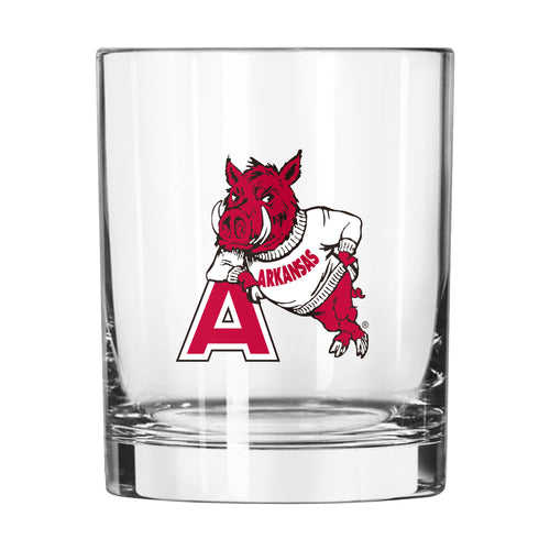 Arkansas Vault 14oz Gameday Rocks Glass by Logo Brands, clear drinkware with Arkansas logo for game day celebrations.