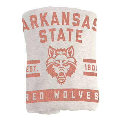 Arkansas State Oatmeal Sweatshirt Blanket - Logo Brands