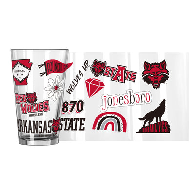 Arkansas State 16oz Native Pint Glass