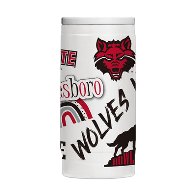 Arkansas State 12oz Native Powdercoat SlimCan Coolie