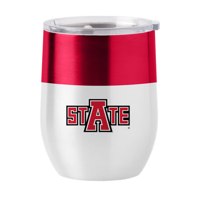 Arkansas State 16oz Colorblock Stainless Curved Beverage