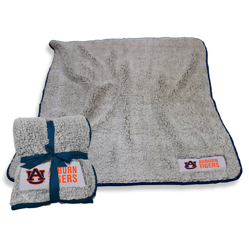 Auburn Import Frosty fleece blanket by Logo Brands featuring campus colors and logo, soft and cozy for fans.