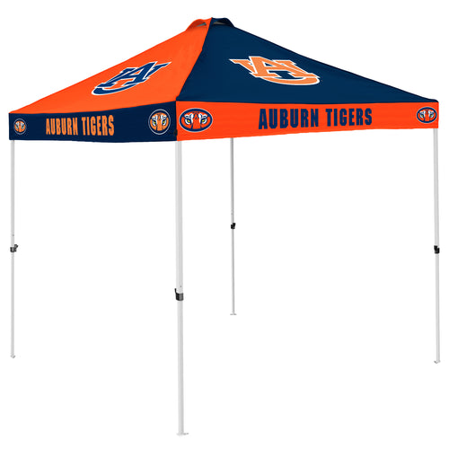 Auburn Checkerboard Canopy shelter with red and white checkered pattern, providing shade and outdoor coverage, branded by Logo Brands.