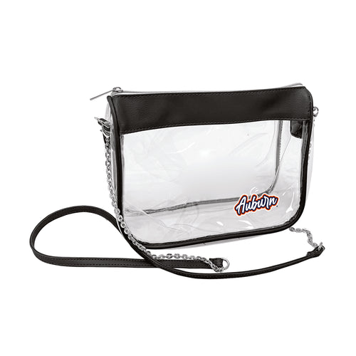 Auburn Hype clear bag by Logo Brands, showcasing a transparent bag with black accents and Auburn team logo details.