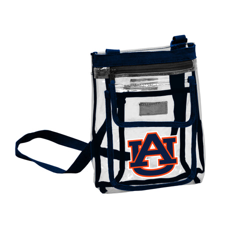 Auburn Gameday clear crossbody bag by Logo Brands, transparent bag with Auburn logo for game day accessories.