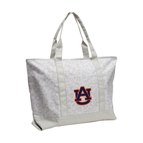 Auburn leopard pattern tote bag by Logo Brands with durable handles and spacious interior, perfect for everyday use.