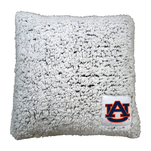 Auburn Frosty Throw Pillow by Logo Brands featuring soft, plush fabric with a frosty Auburn team design for comfortable decor.