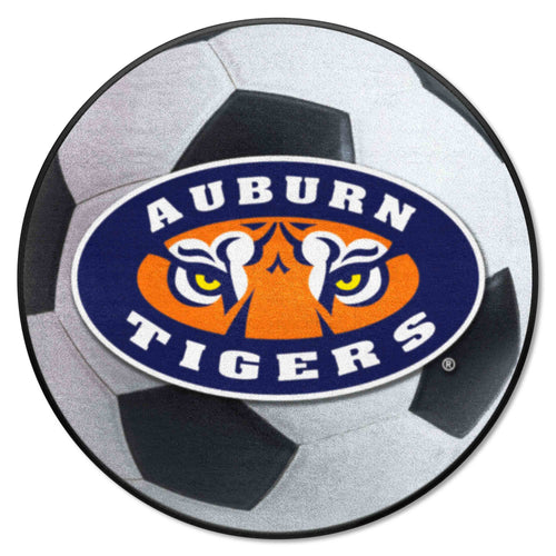 Auburn University soccer ball mat by Logo Brands, featuring a printed soccer ball design and Auburn University logo on a durable mat surface.