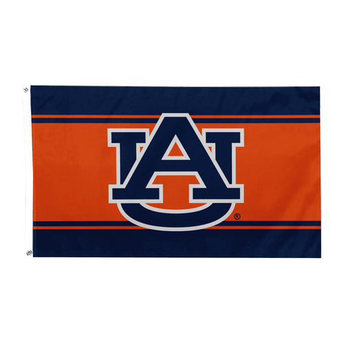 Auburn University home flag measuring 3 by 5 feet, with the university's logo and colors displayed on a fabric flag.