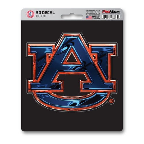 Auburn University 3D decal from Logo Brands featuring the Auburn Tigers logo on a clear background.