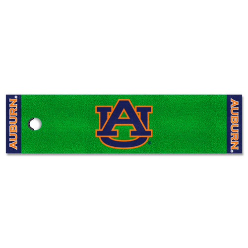 Auburn University Logo Brands putting green mat with Auburn logo, ideal for golf practice and home putting greens.