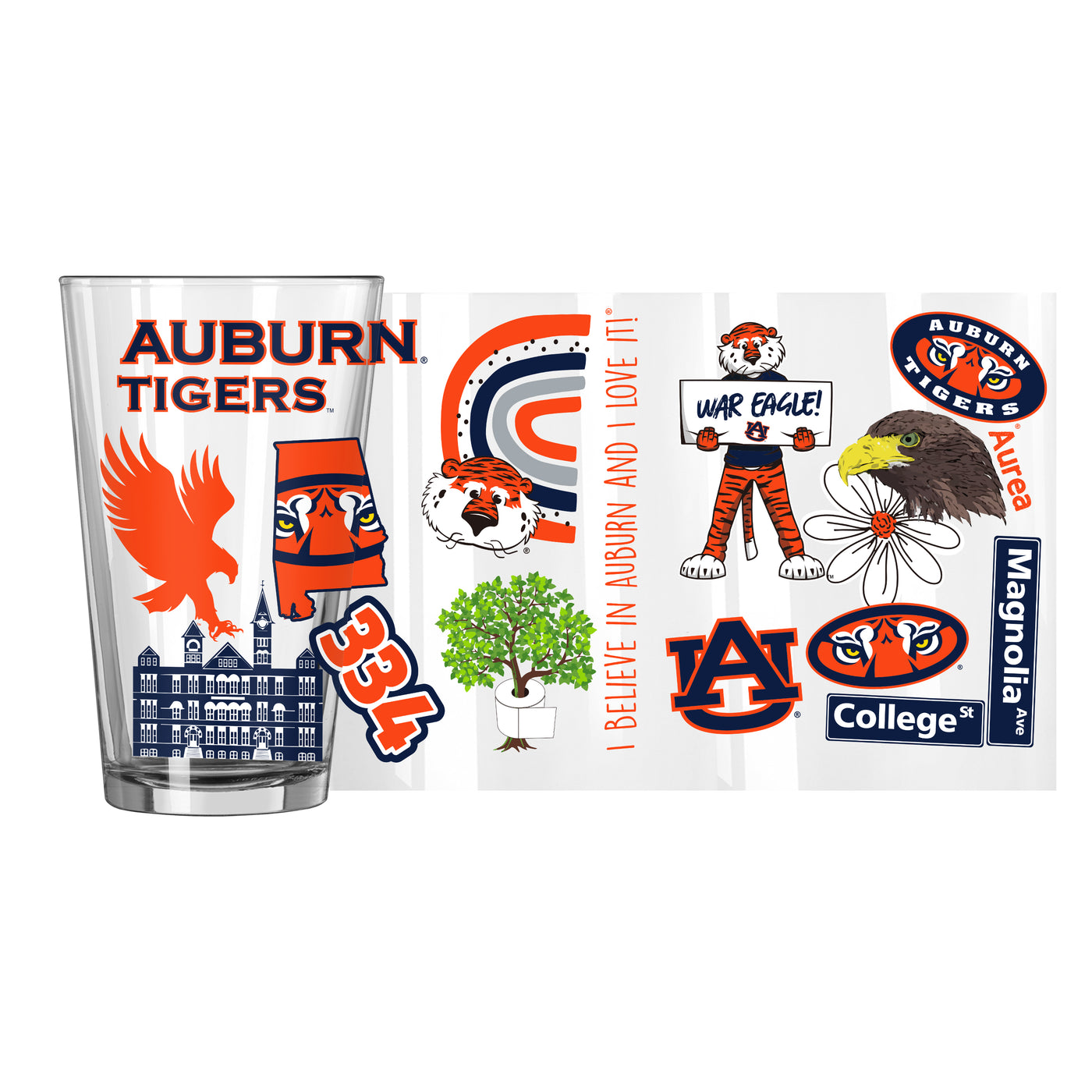 Auburn 16oz Native Pint Glass