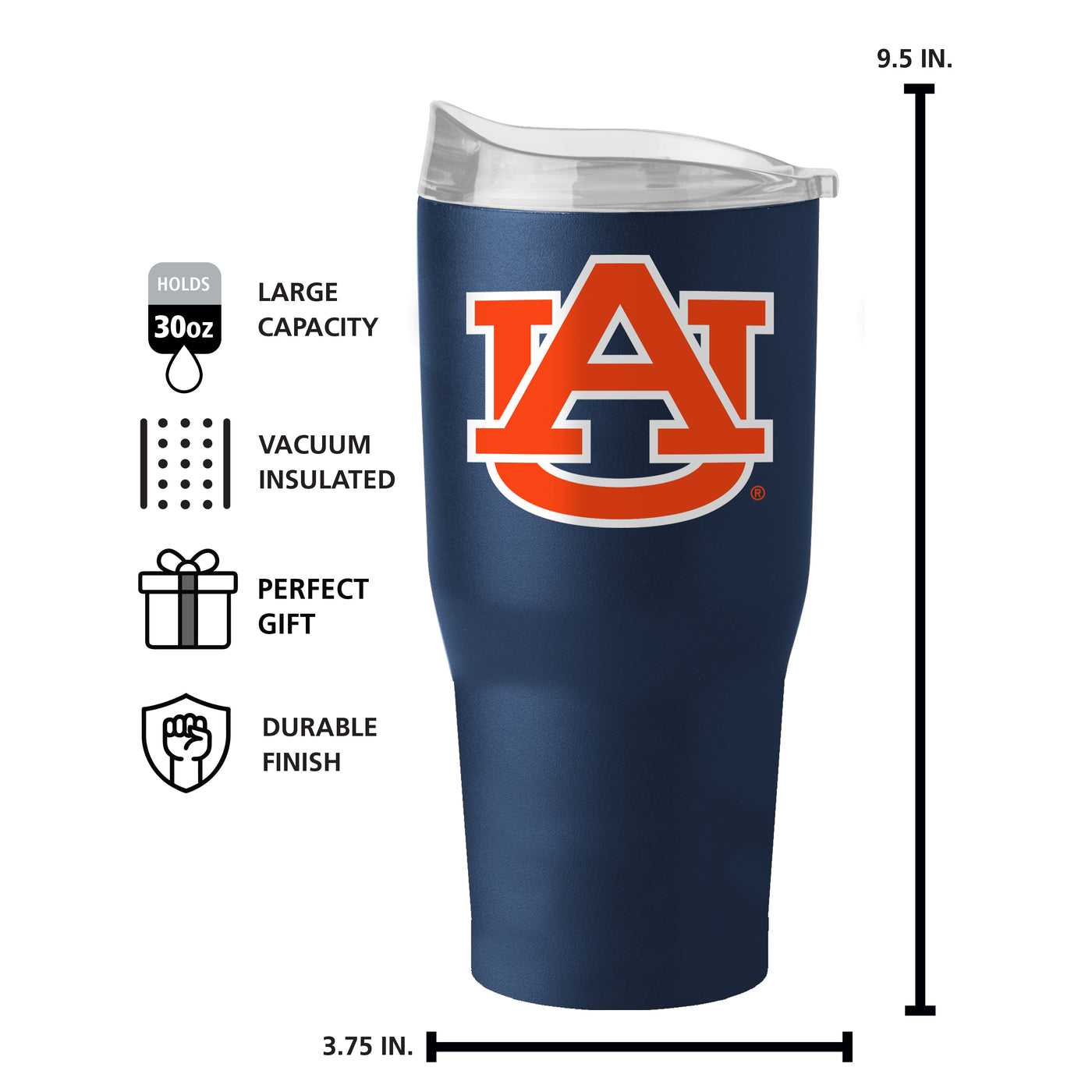 Auburn 30oz Flipside Powder Coat Tumbler - Logo Brands