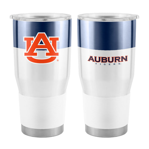 Auburn 30oz colorblock stainless steel tumbler with black and orange design, drinkware by Logo Brands.