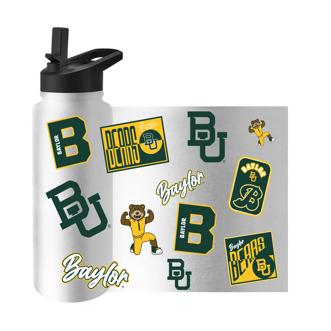 Baylor 34oz White Dreamweave Quencher Bottle