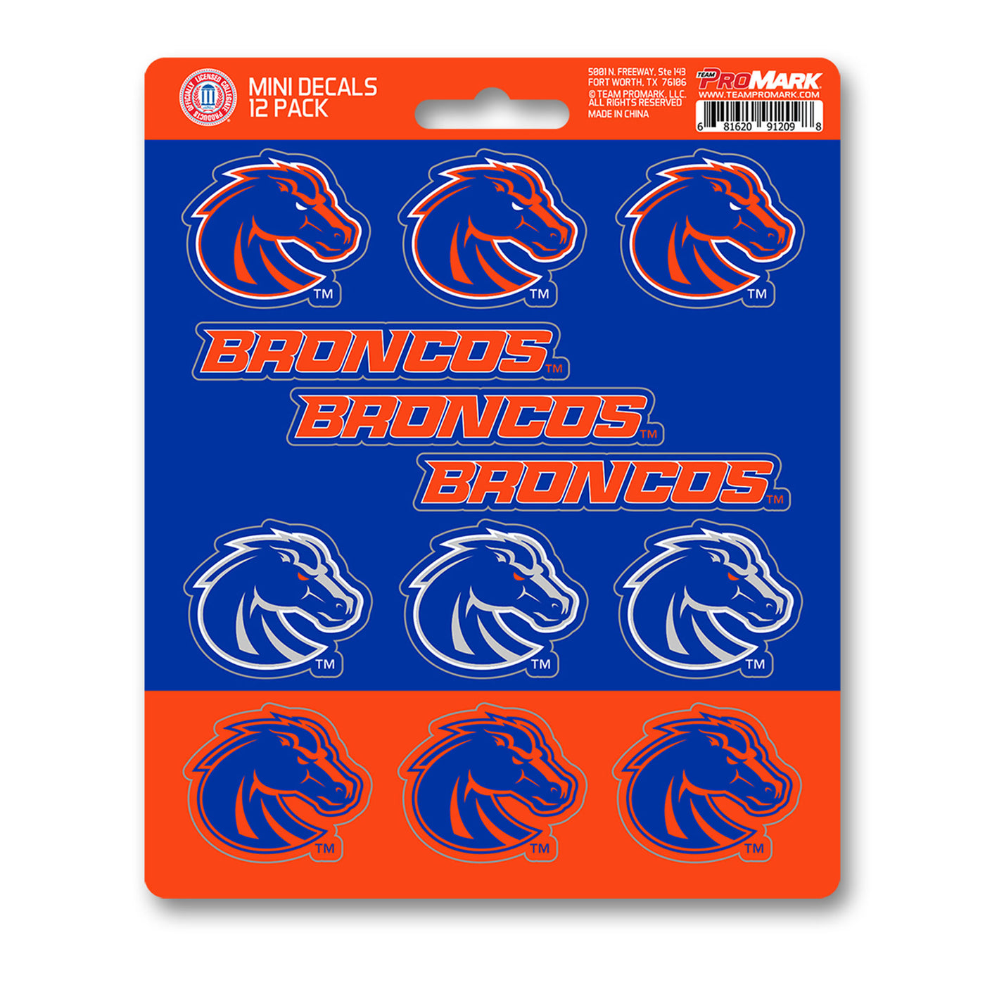 Boise State University Mini Decal 12-pk