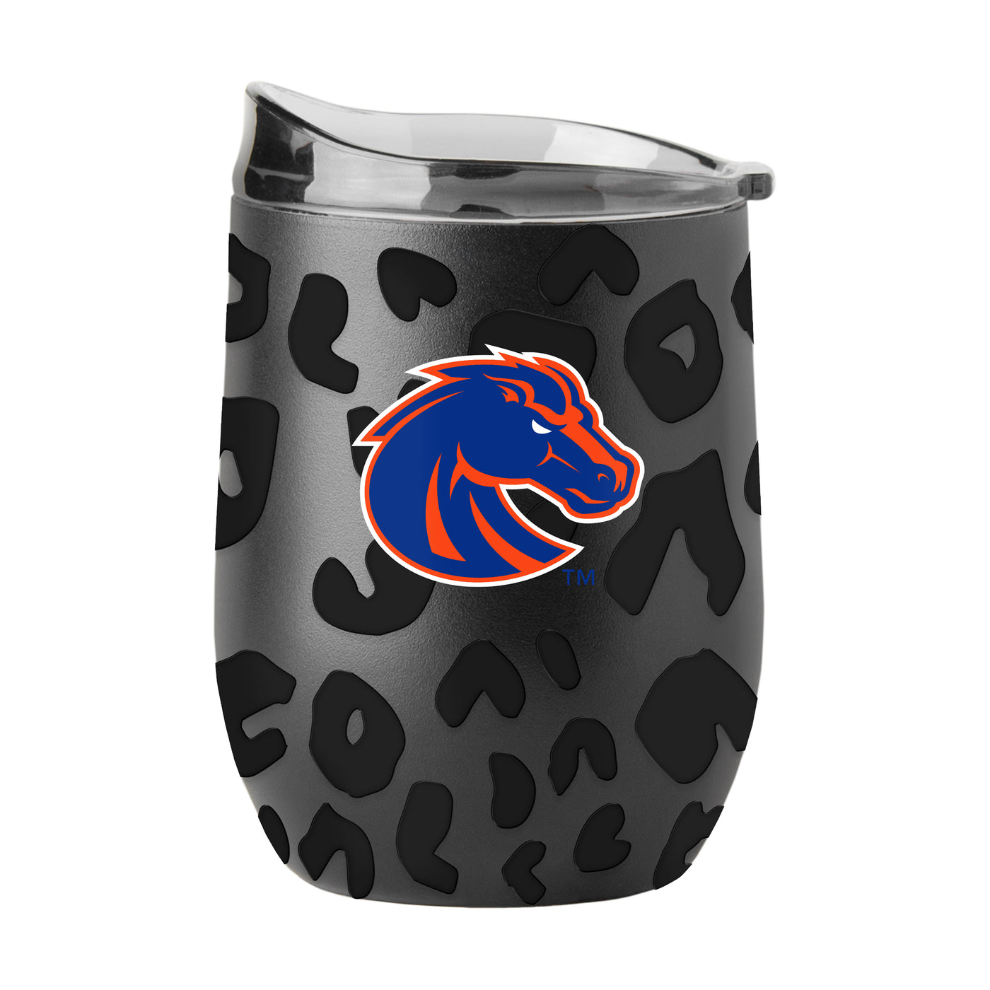 Boise State Leopard 16oz Black Powdercoat Curved Beverage