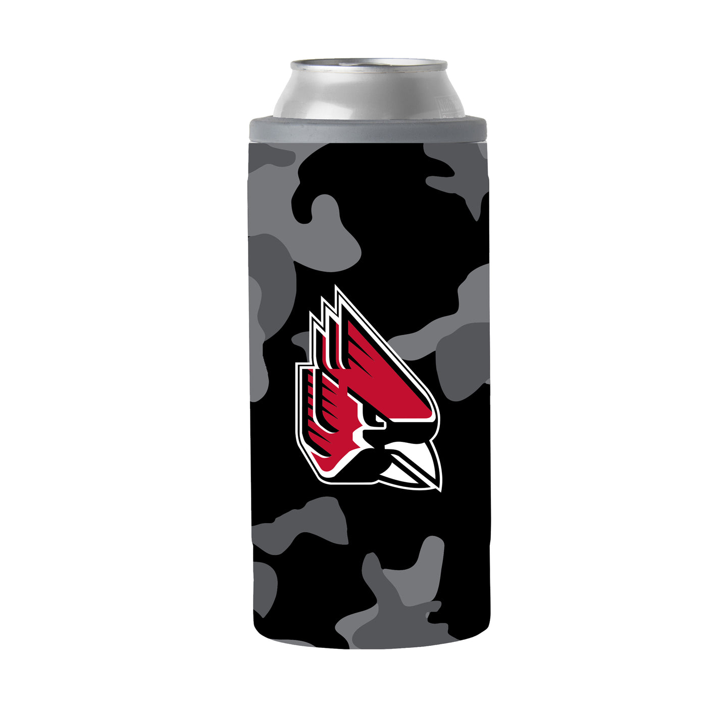 Ball State Black Camo 12oz Slim Can Coolie