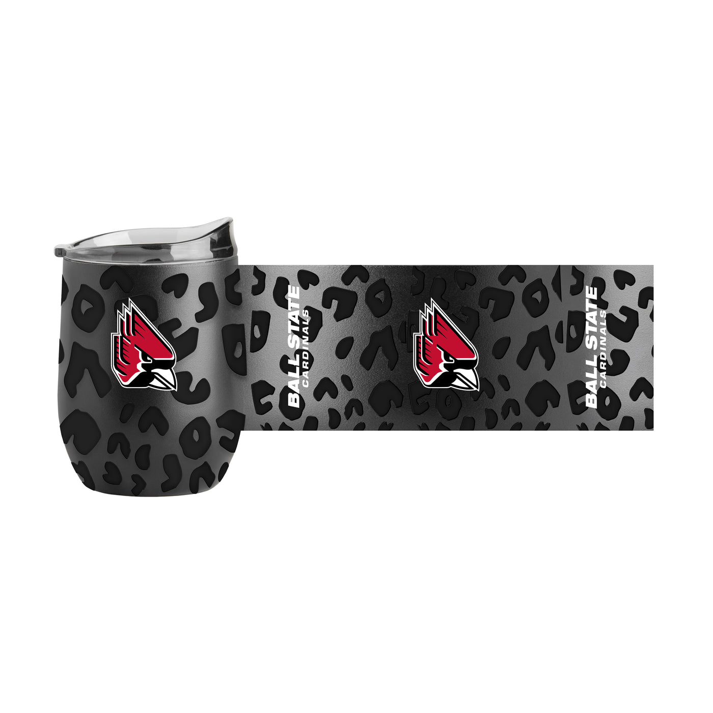 Ball State Leopard 16oz Black Powdercoat Curved Beverage