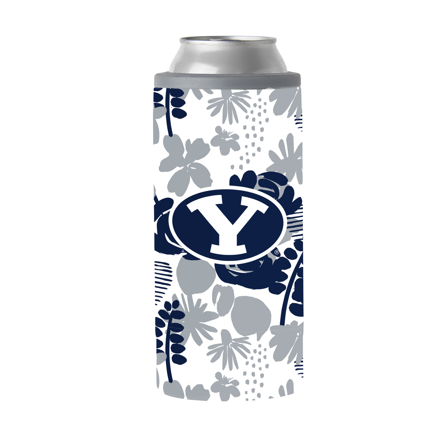 Brigham Young 12oz Floral Slim Can Coolie
