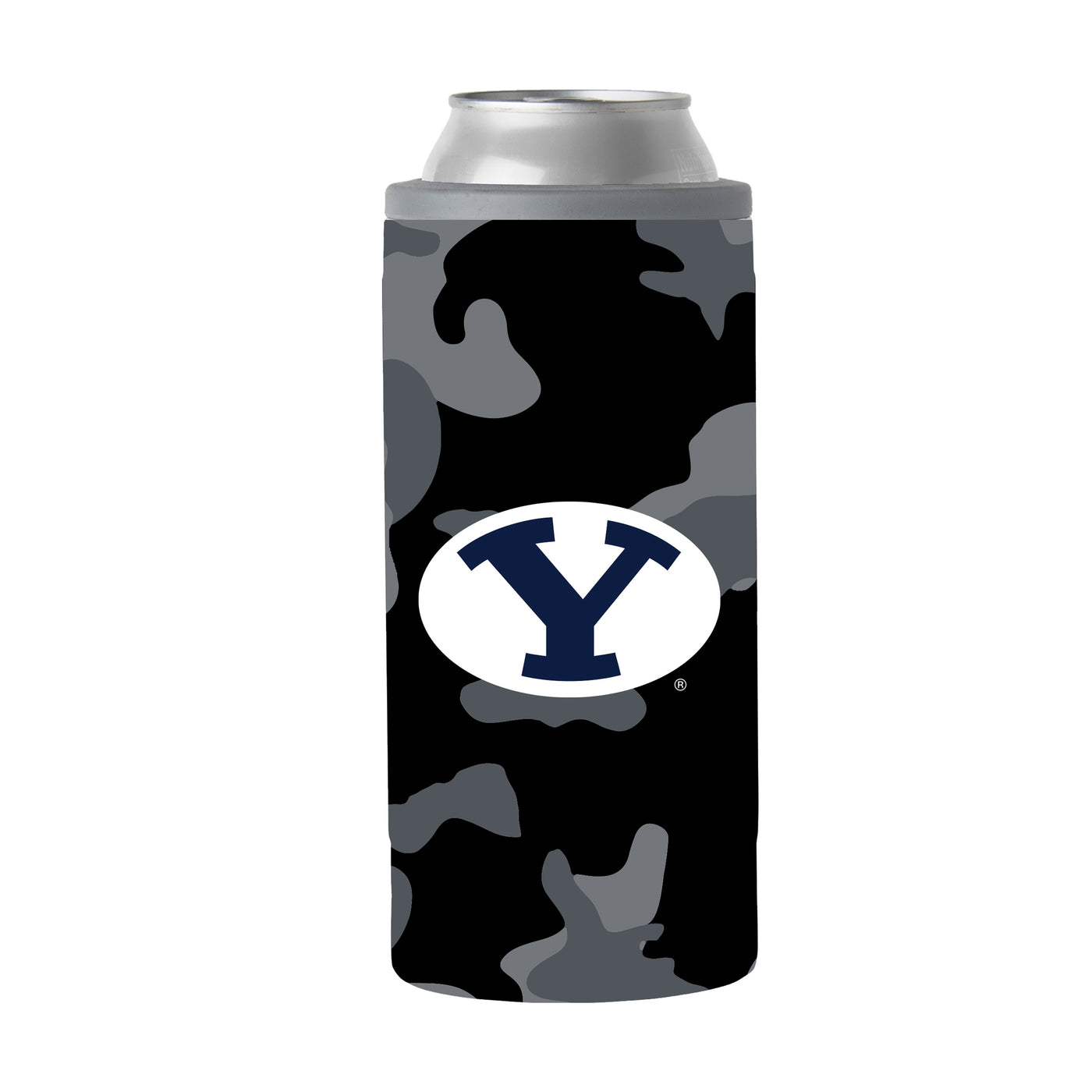 BYU Black Camo 12oz Slim Can Coolie